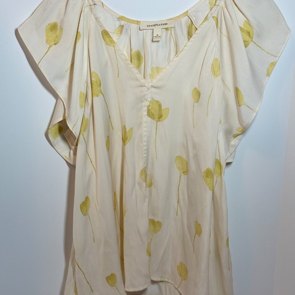 Flouncy Short Sleeve Print Blouse